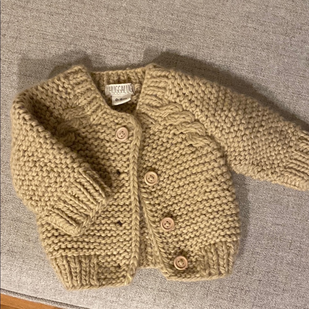Huggalugs Tan Knit Infant  Sweater